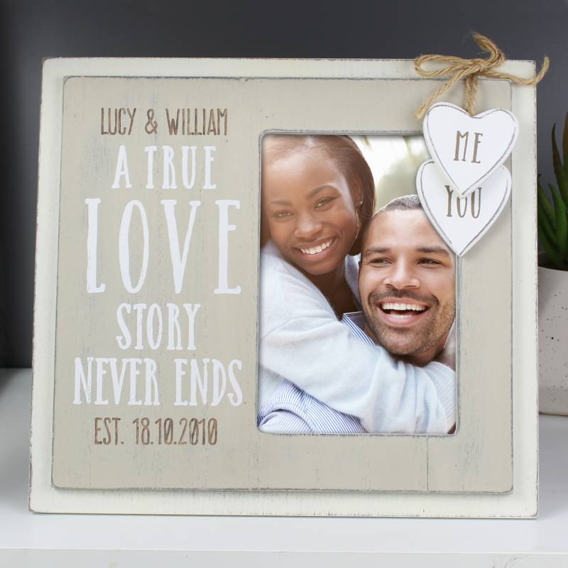 Personalised Love Story 4x6 Wooden Photo Frame