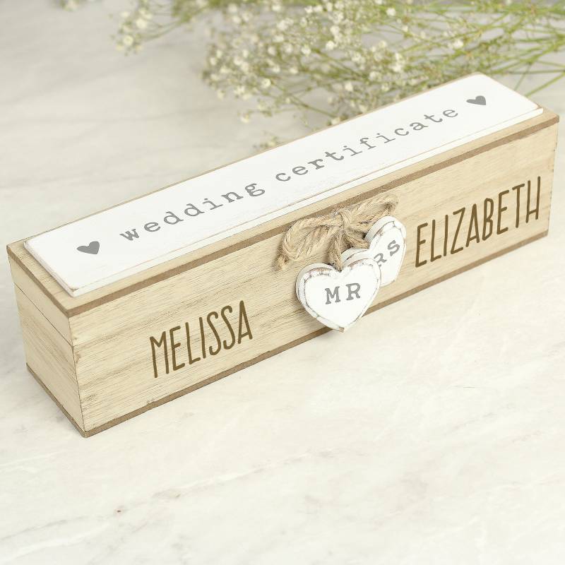 Personalised Wooden Wedding Certificate Holder