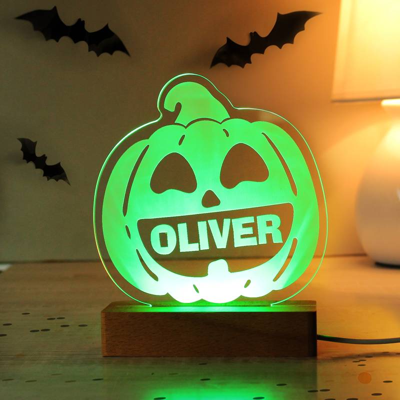 Personalised Pumpkin Wooden Based LED Light