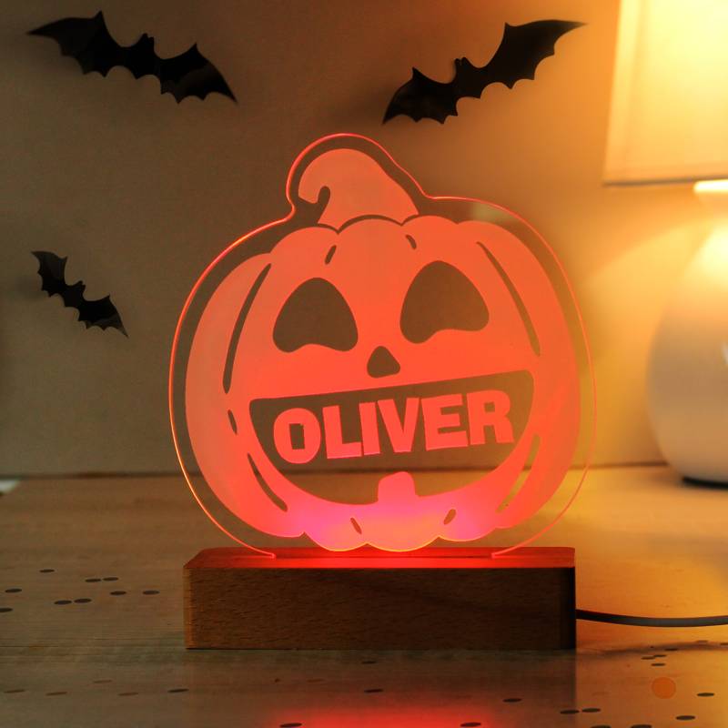 Personalised Pumpkin Wooden Based LED Light