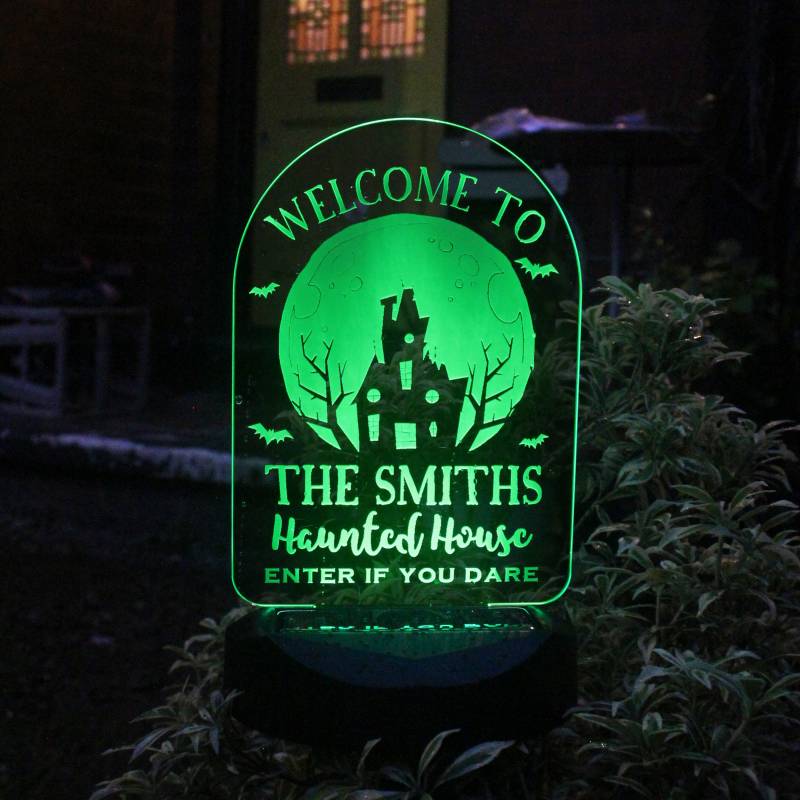 Personalised Haunted House Outdoor Solar Light