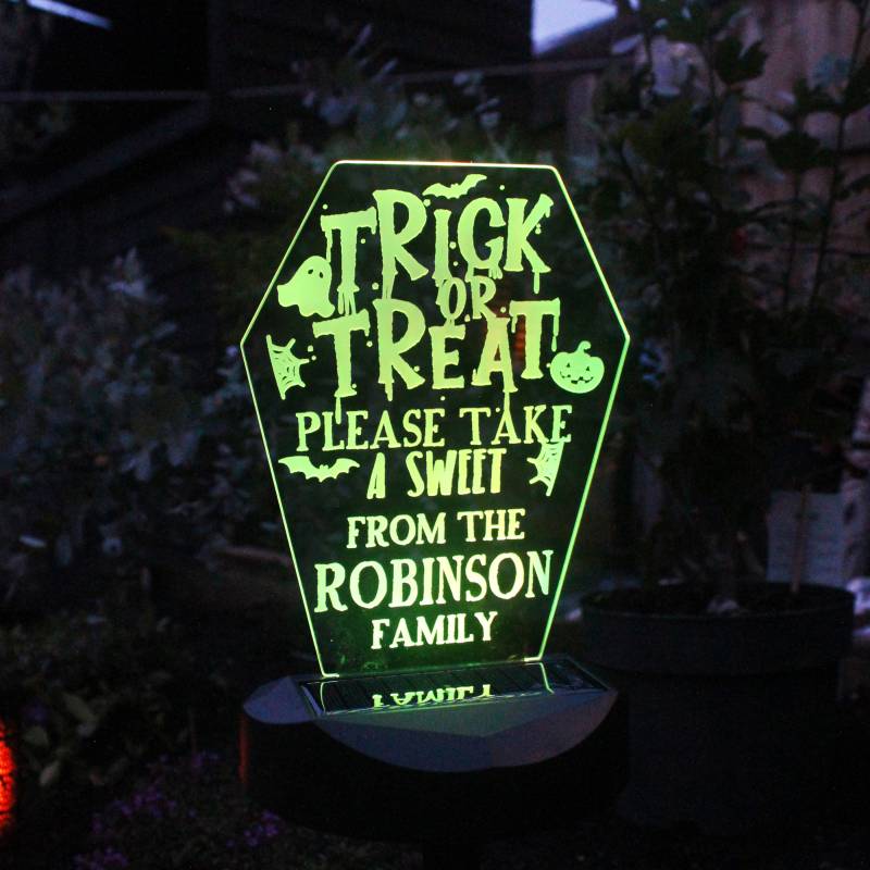 Personalised Trick or Treat Outdoor Solar Light