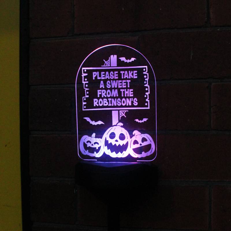 Personalised Pumpkins Sign Outdoor Solar Light