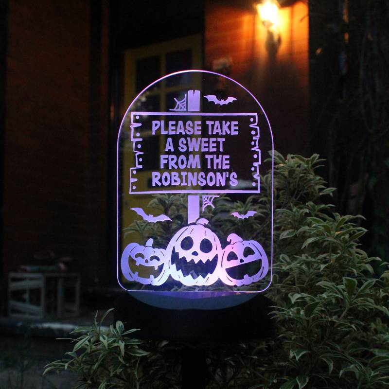 Personalised Pumpkins Sign Outdoor Solar Light