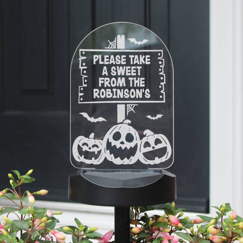 Personalised Pumpkins Sign Outdoor Solar Light