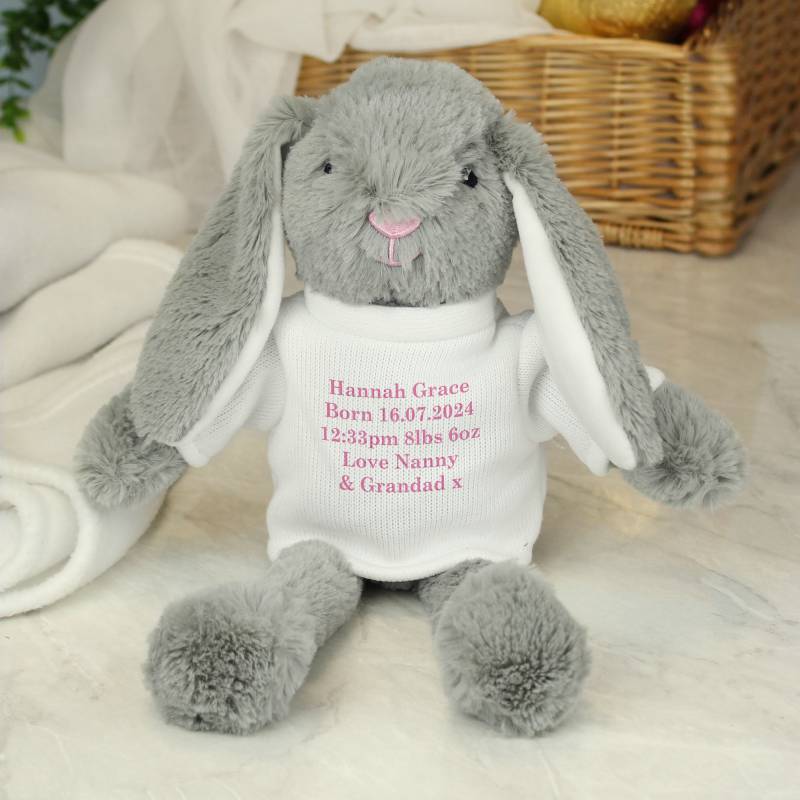 Personalised Message Bunny - Pink Embroidery