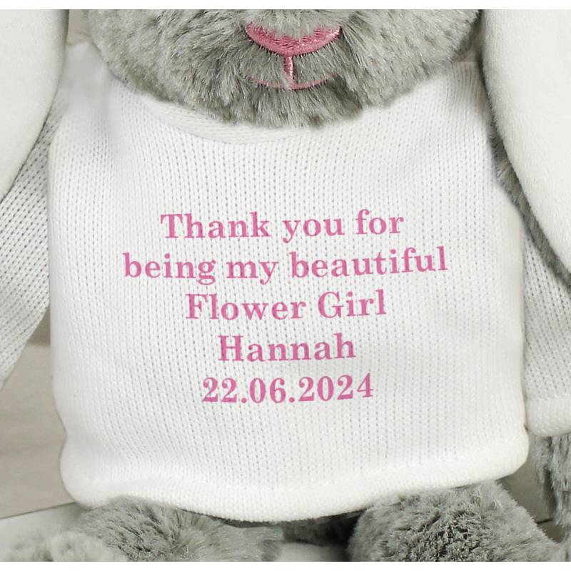 Personalised Message Bunny - Pink Embroidery