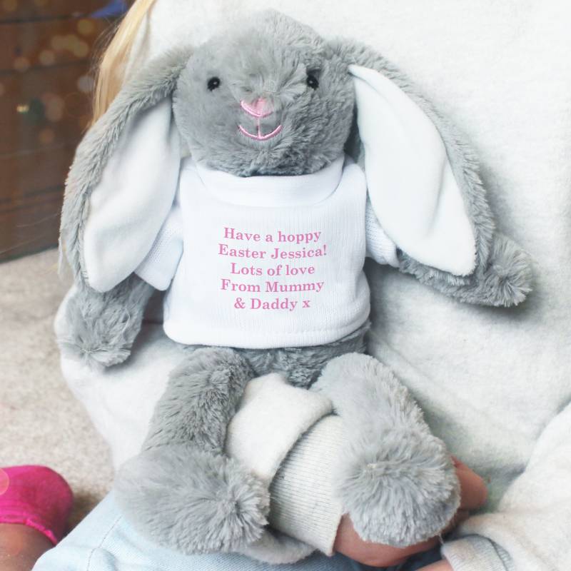 Personalised Message Bunny - Pink Embroidery