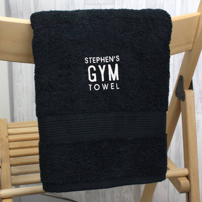 Personalised Gym Black Hand Towel