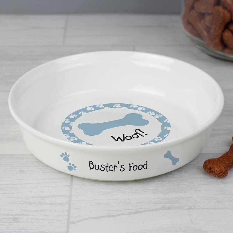 Personalised Blue Dog Bowl