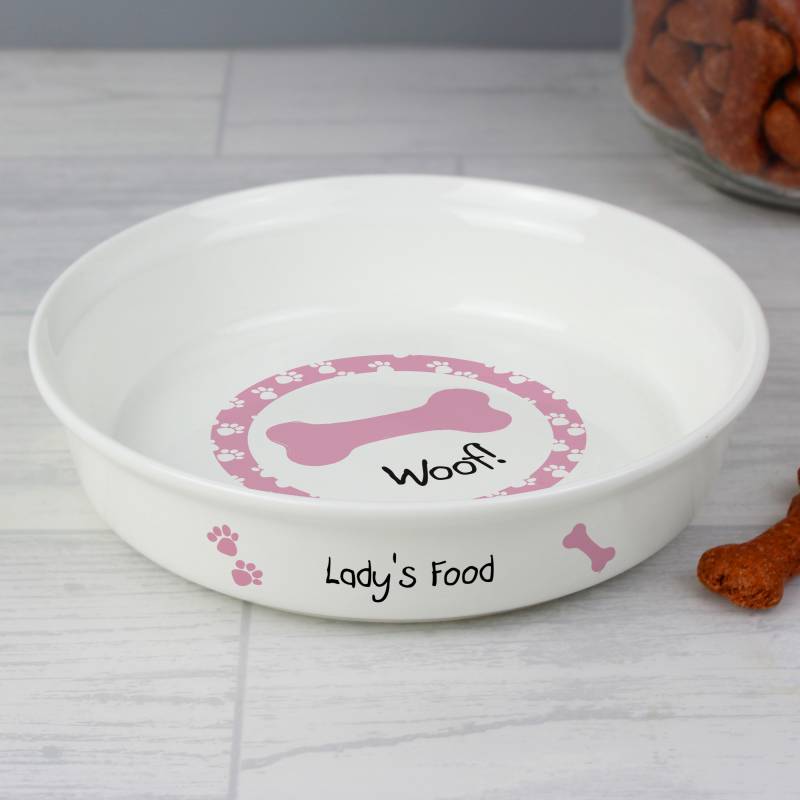 Personalised Pink Dog Bowl