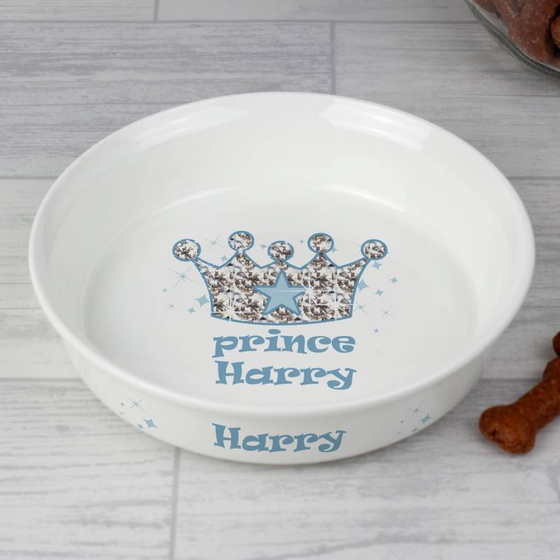 Personalised Bling Prince Pet Bowl