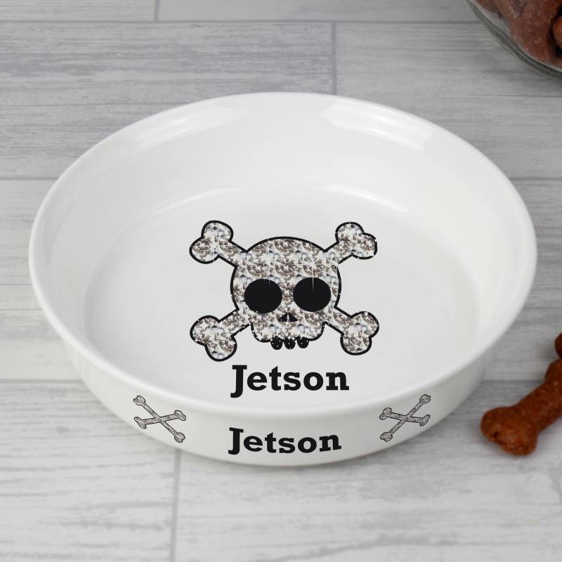 Personalised Bling Skull Pet Bowl
