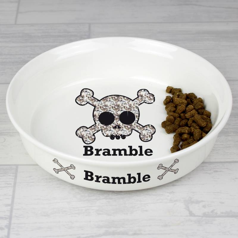 Personalised Bling Skull Pet Bowl