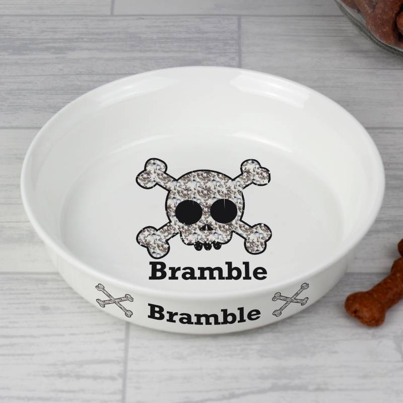Personalised Bling Skull Pet Bowl