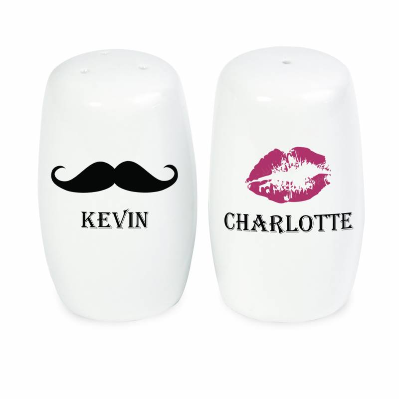 Personalised Moustache And Lips Salt and Pepper Set