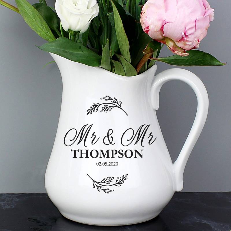 Personalised Classic Wedding Ceramic Flower Jug