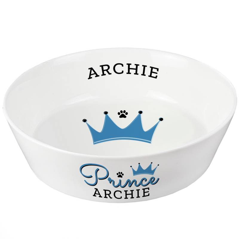 Personalised 'Prince' 20cm Large Ceramic White Pet Bowl