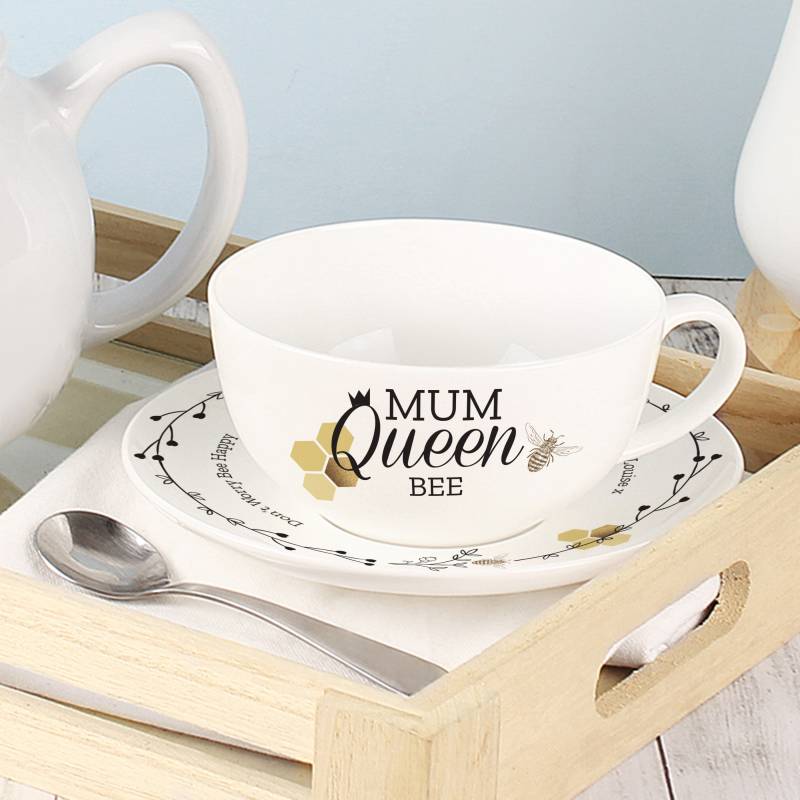 Personalised Queen Bee Teacup & Saucer