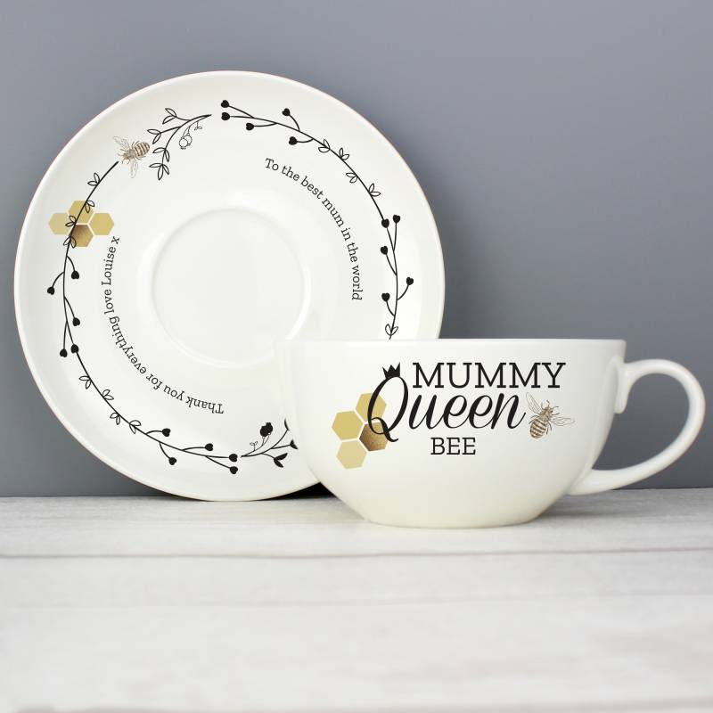Personalised Queen Bee Teacup & Saucer