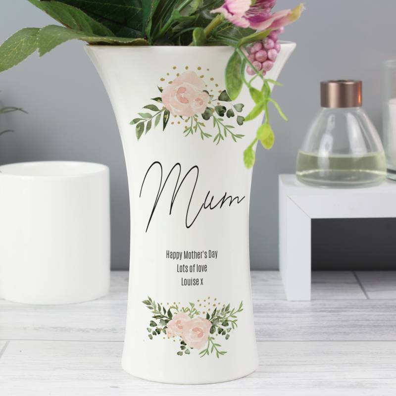 Personalised Abstract Rose Ceramic Waisted Vase