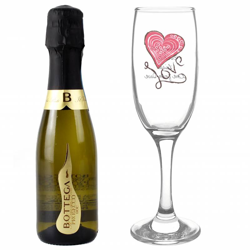 Personalised Love Heart Flute And Prosecco 