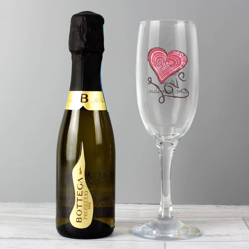 Personalised Love Heart Flute And Prosecco 