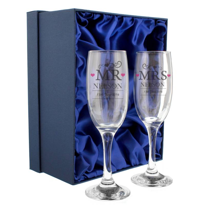 Personalised Mr & Mrs Pair of Flutes