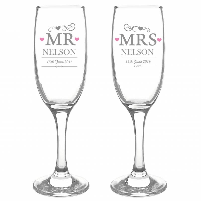 Personalised Mr & Mrs Pair of Flutes