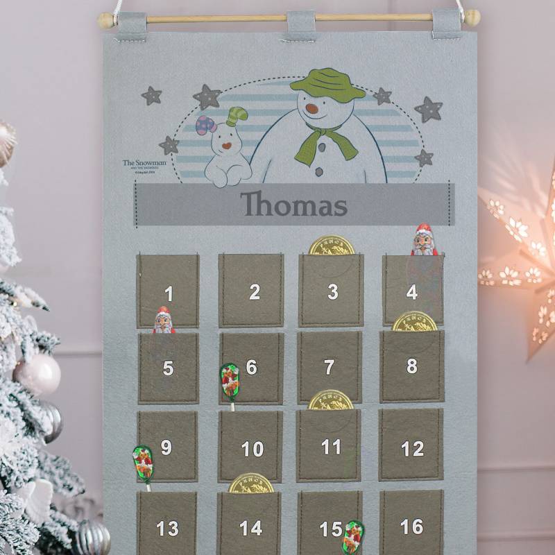 Personalised The Snowman Advent Calendar In Silver Grey