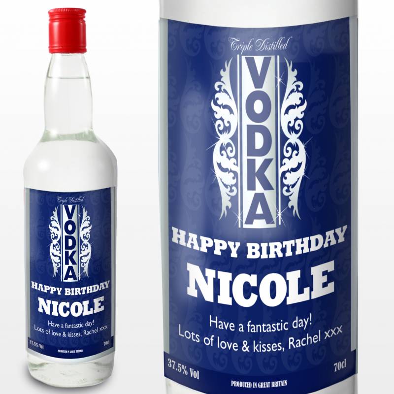 Personalised Blue & Silver Stripe Vodka