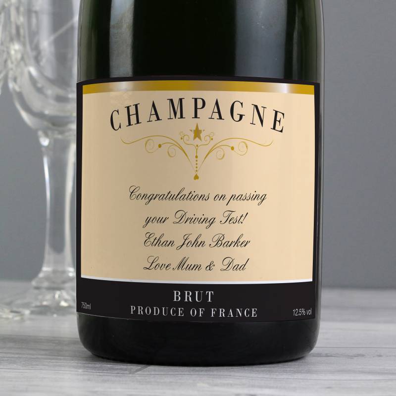 Personalised Any Message Classic Label Champagne