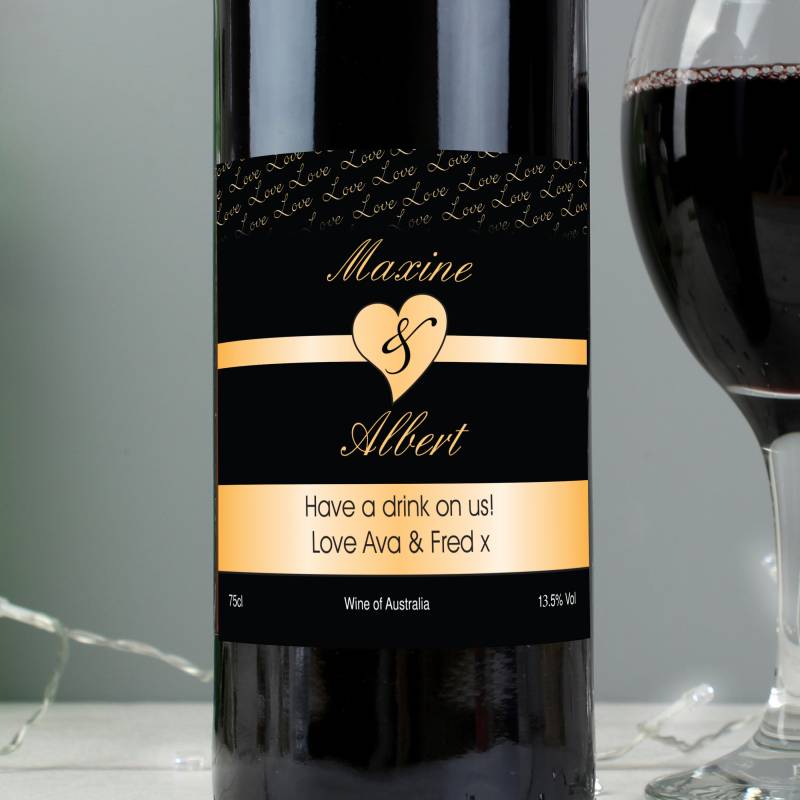 Personalised Couples Heart Red Wine