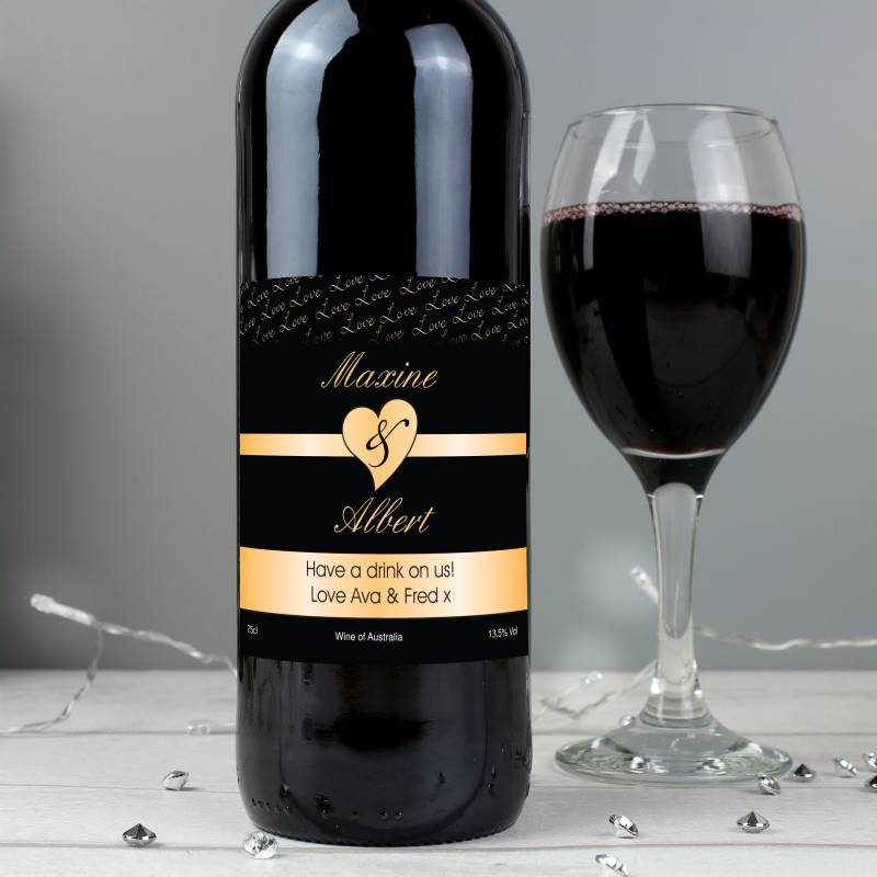 Personalised Couples Heart Red Wine