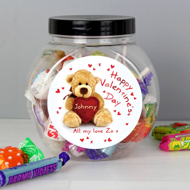 Personalised Teddy Heart Sweet Jar