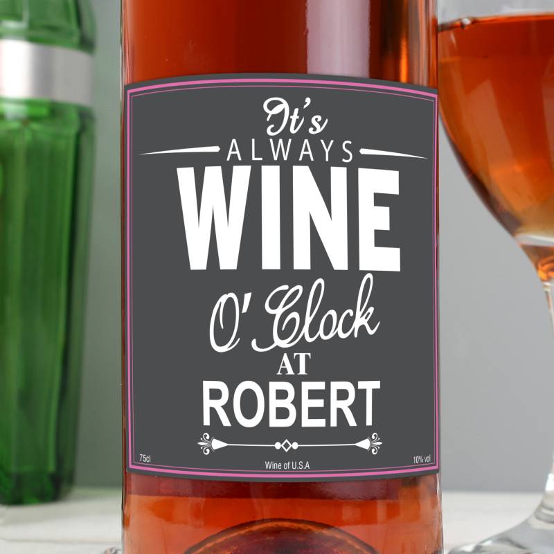 Personalised Wine OClock Rose Wine