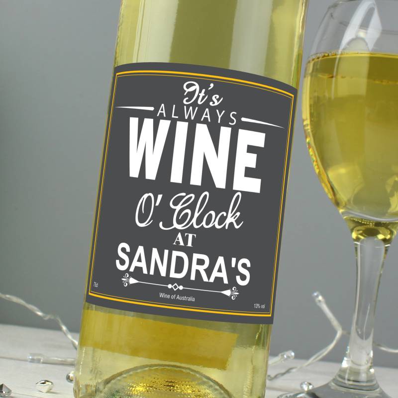 Personalised Wine OClock White Wine