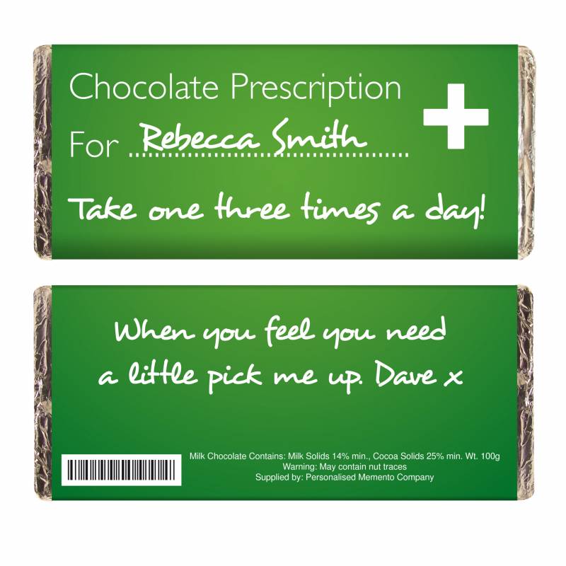 Personalised Chocolate Prescription Bar