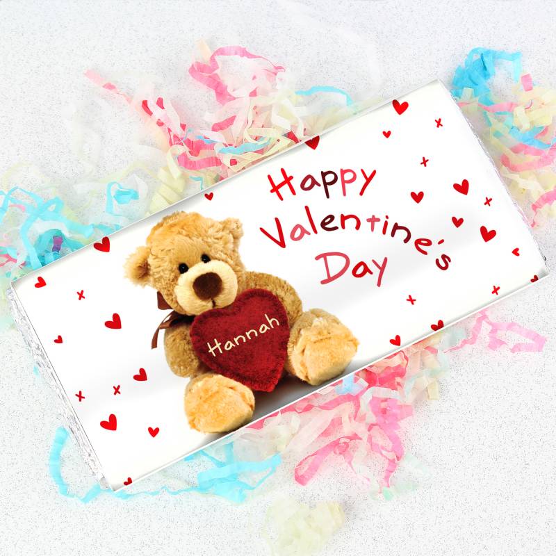 Personalised Teddy Heart Chocolate Bar