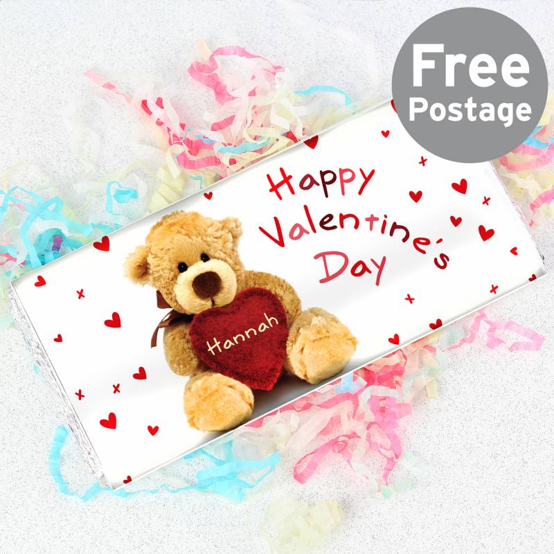 Personalised Teddy Heart Chocolate Bar