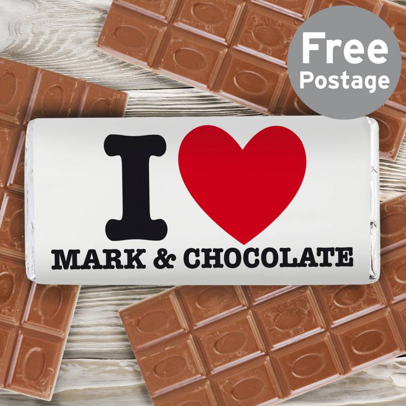 Personalised I HEART Chocolate Bar