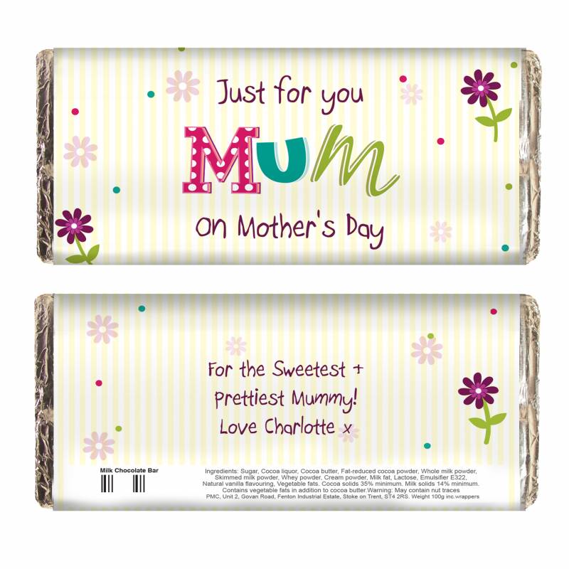 Personalised Patchwork Flowers Chocolate Bar