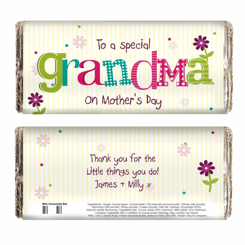 Personalised Patchwork Flowers Chocolate Bar
