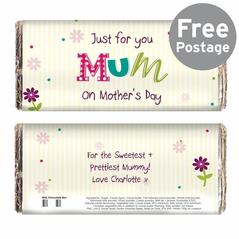 Personalised Patchwork Flowers Chocolate Bar