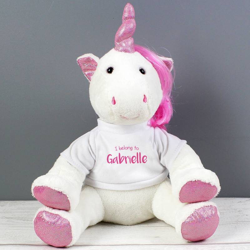 Personalised 'I Belong To' Plush Unicorn