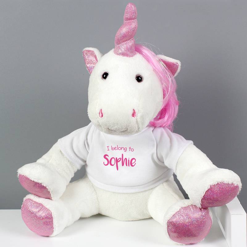Personalised 'I Belong To' Plush Unicorn