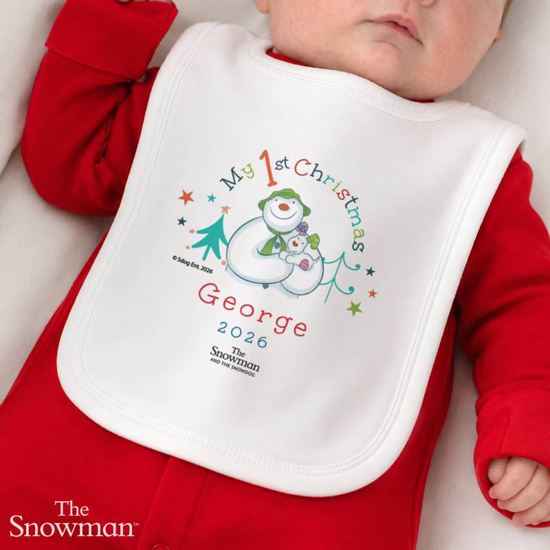 Personalised The Snowman My 1st Christmas Bib Personalised The Snowman My 1st Christmas Bib