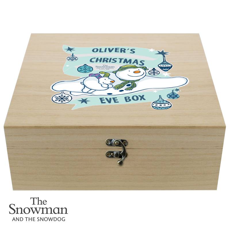 Personalised The Snowman and the Snowdog Large Wooden Christmas Eve Box