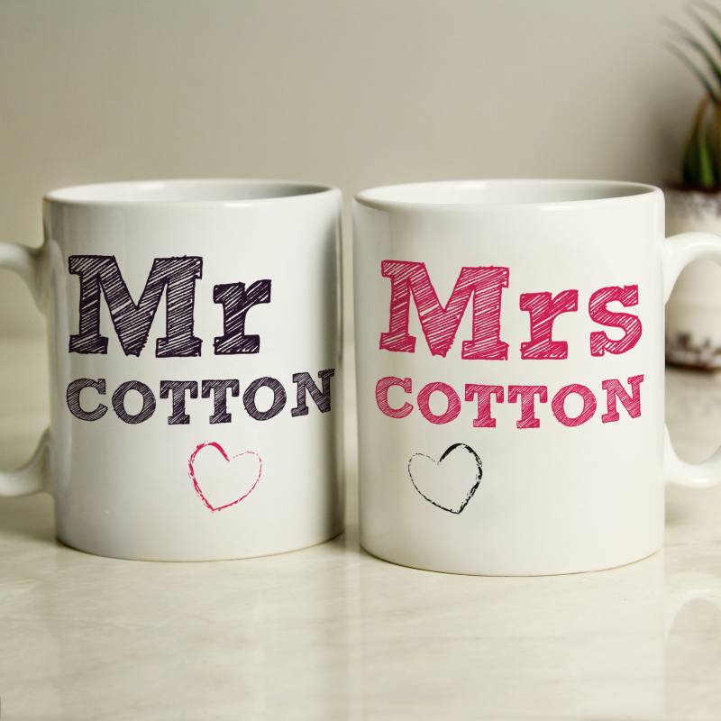 Personalised Mr Mrs Mug Set