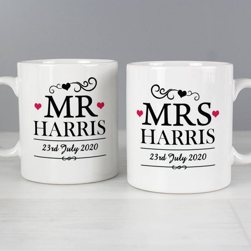 Personalised Mr and Mrs Mug Set